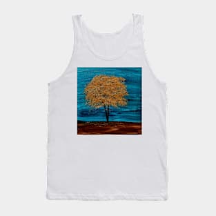 A tree with gold leaves in a storm Tank Top